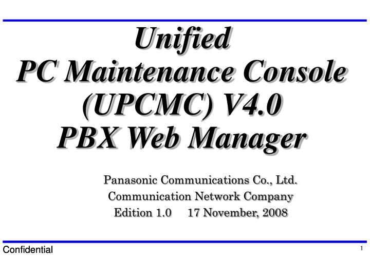 panasonic pbx unified maintenance console